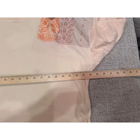 Free People We The Free Feelin It Pink Patchwork Slouchy Long Sleeve Top Small - Picture 7 of 10